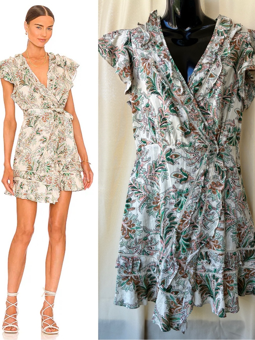 Veronica Beard Itzel Mini Dress Womens 4 Faux Wrap Asymmetric Ruffle Hem